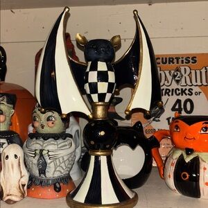 Mackenzie Childs Courtly Check Bat Candle Holder